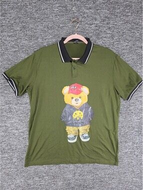 Bold Spirit Vintage Embroidered Teddy Bear Polo Shirts Size M